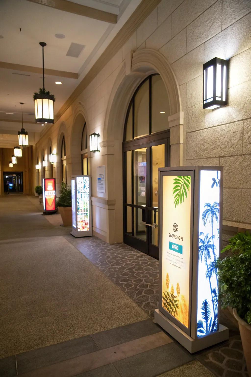 Inventive signage with litboards infuses an artistic touch into your celebration’s entryway.