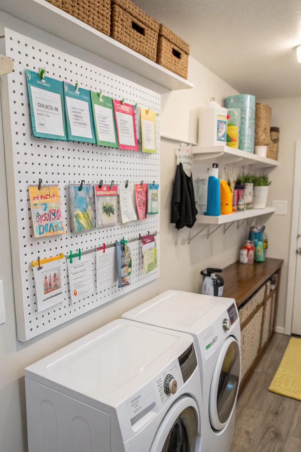 With panel board holders, laundry tips are always close at hand.