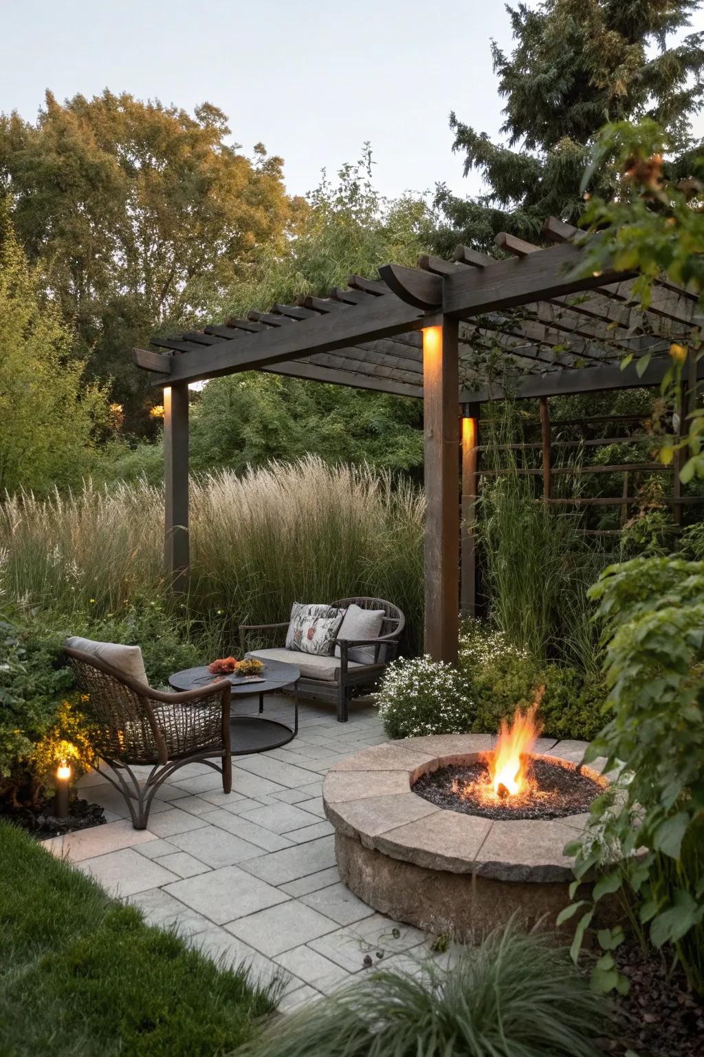 Find tranquility in a secluded pergola nook.