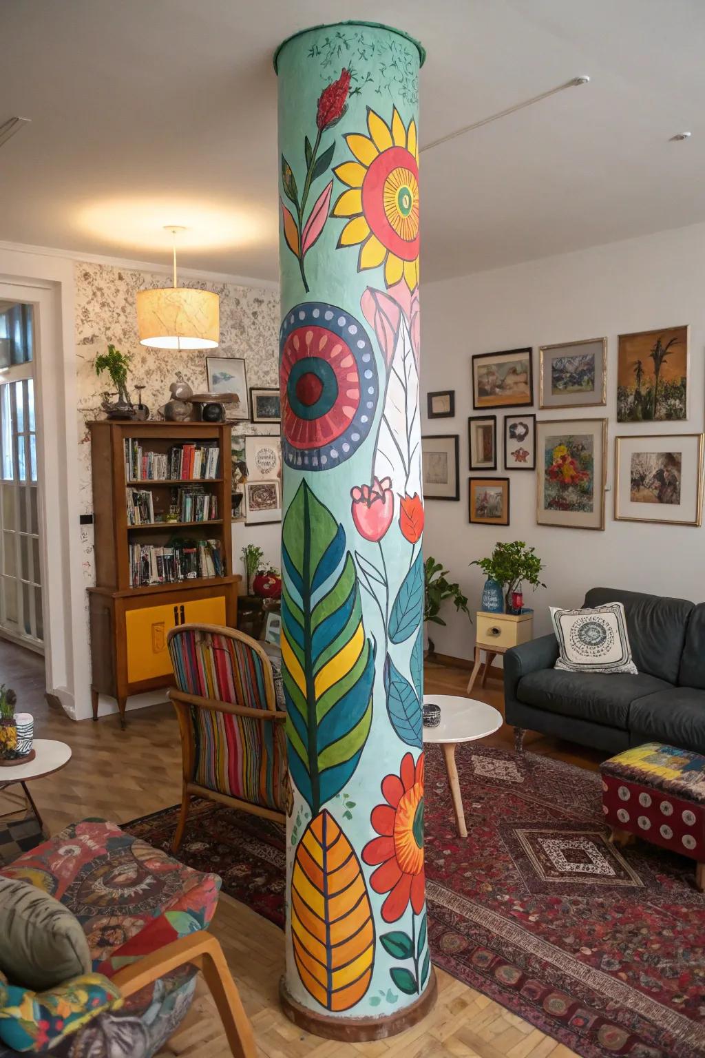 Mural wraps convert pillars into stunning artistic displays.