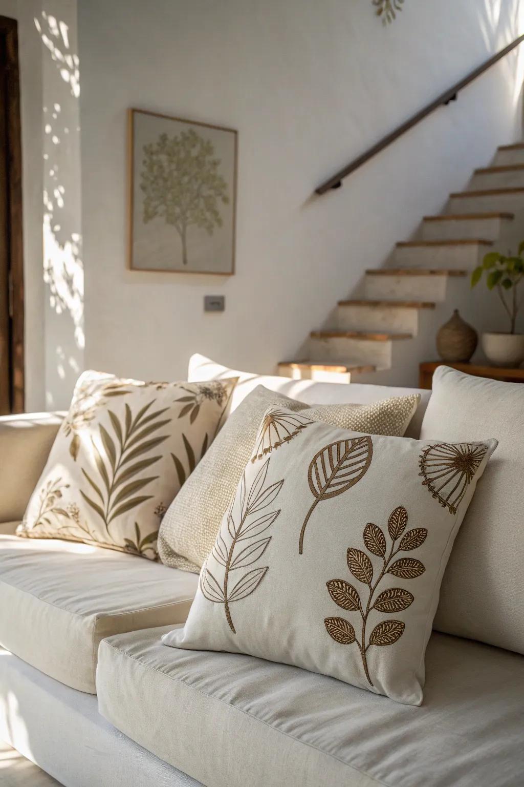 Minimalist cushions creating an uncluttered, serene environment.