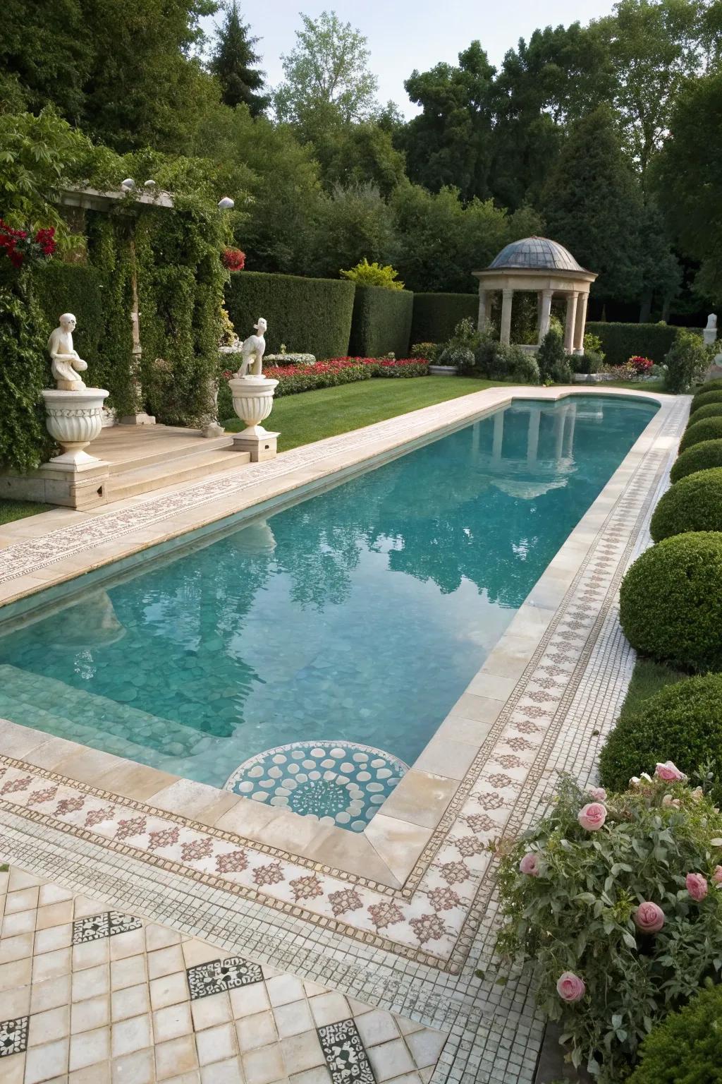 Italy pearl tiles add a touch of opulence to your pool.