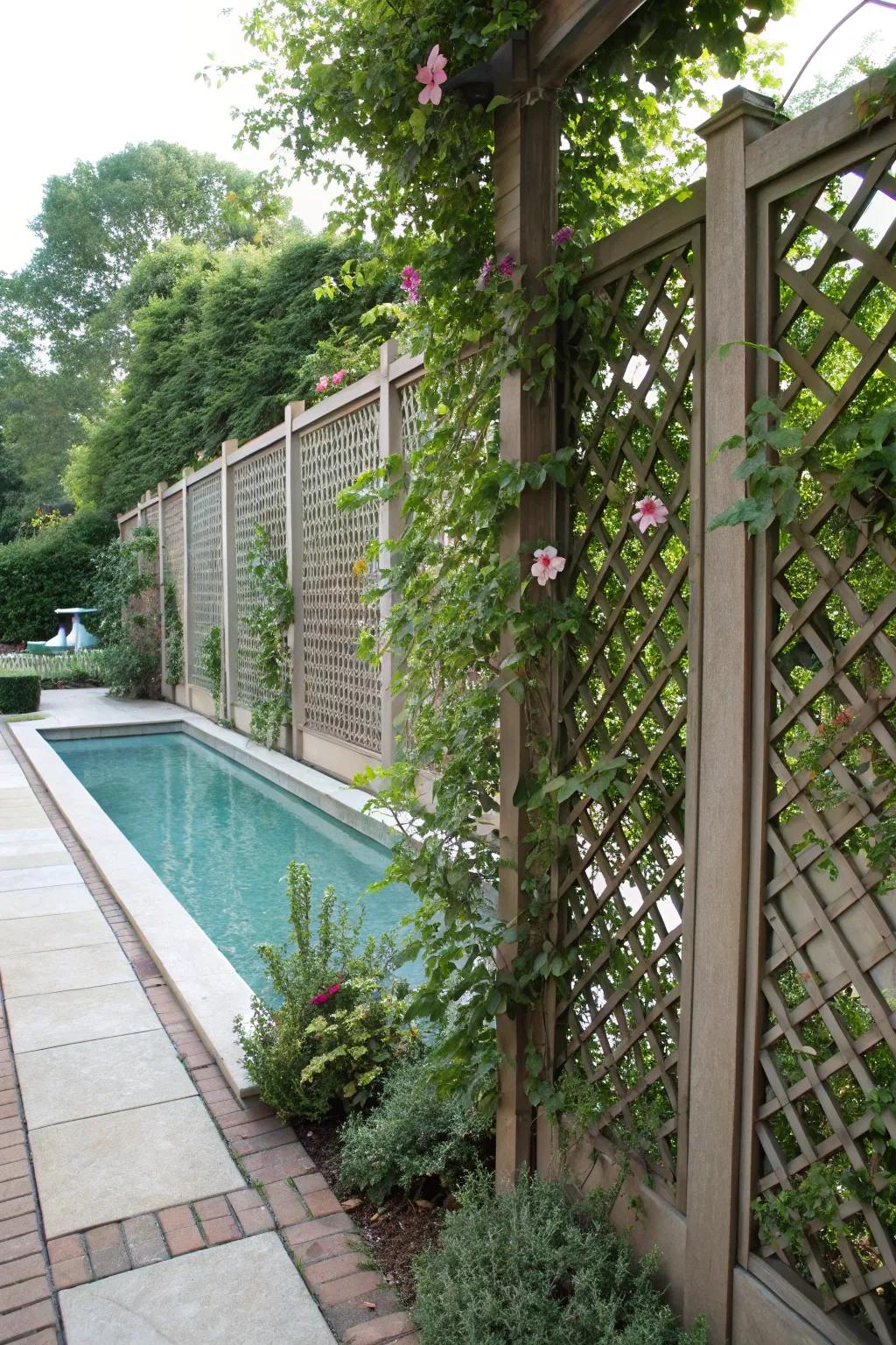 Lattice panels add decorative privacy with a touch of nature.