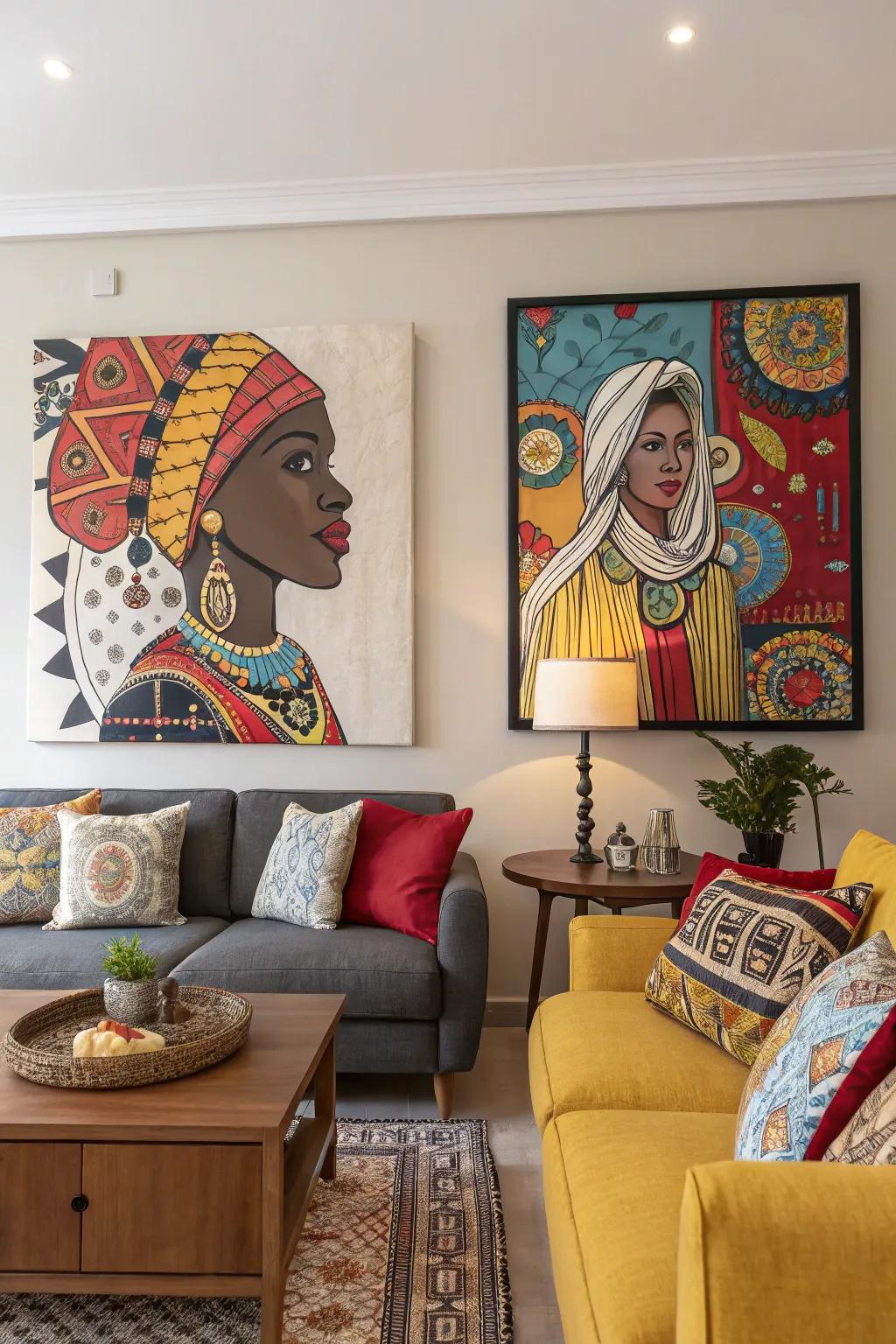 Mix cultures with pop art for unique flair.