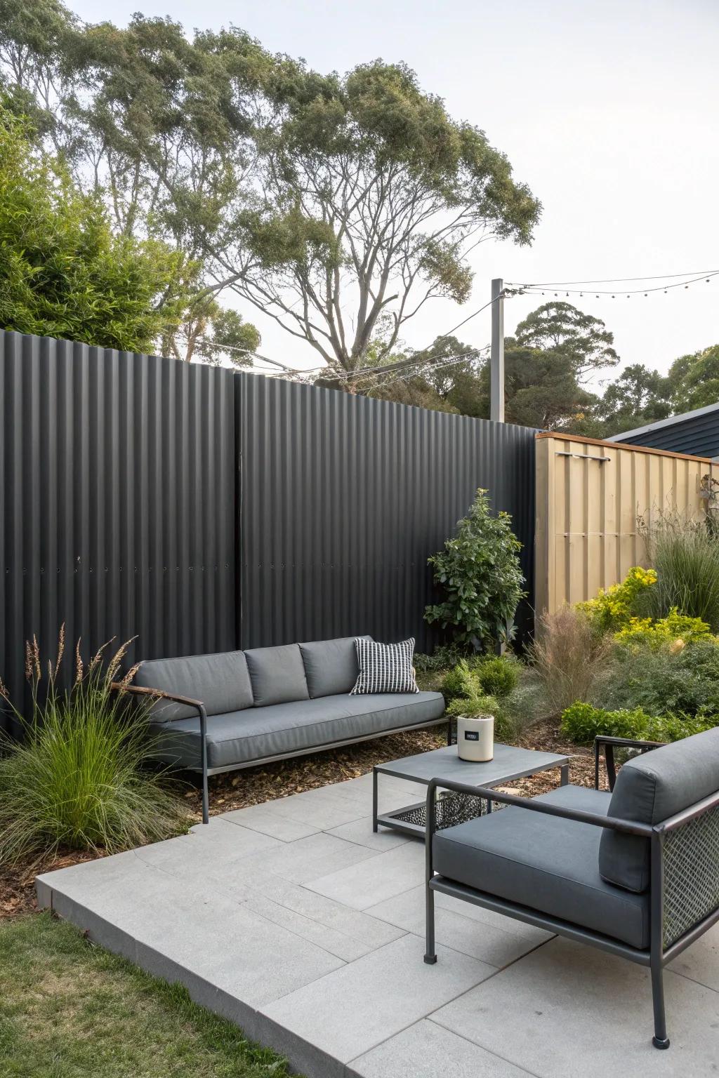 Corrugated metal fences bring a singular industrial flair to your space.
