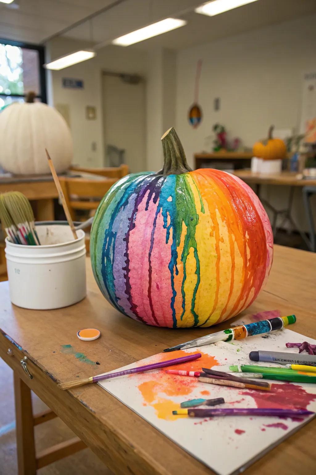 Fashion breathtaking visuals with liquefied colored wax pumpkin artwork.