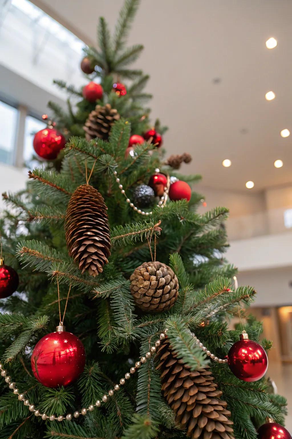 Pinecones introduce a natural touch and texture.