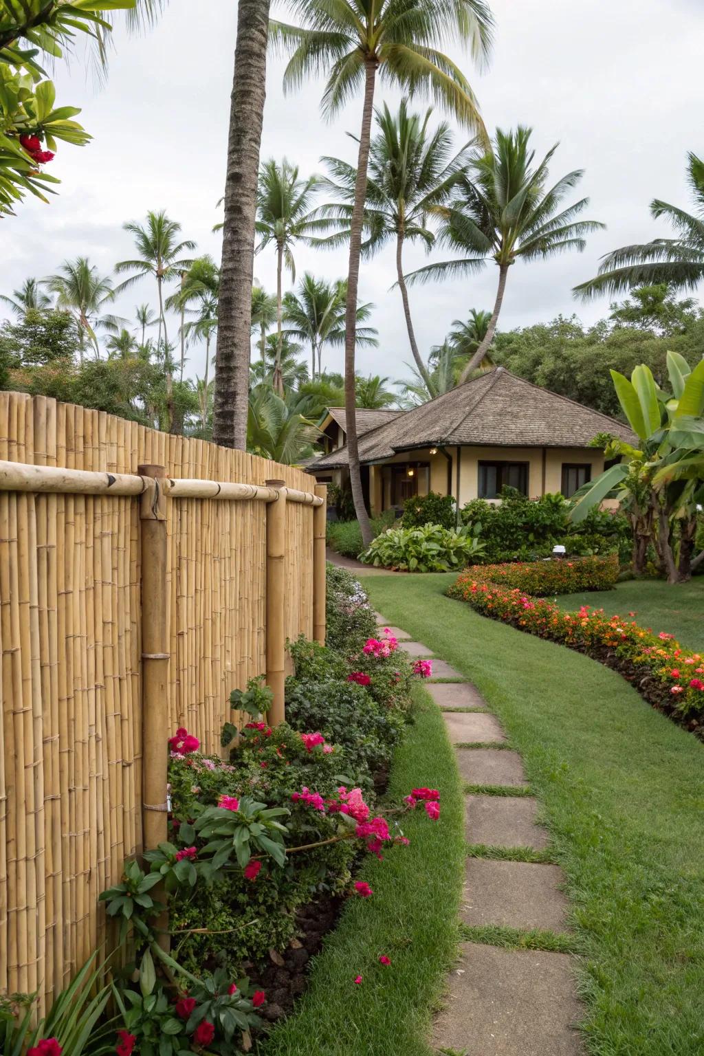 Bamboo fencing brings a touch of tropical elegance to your yard.