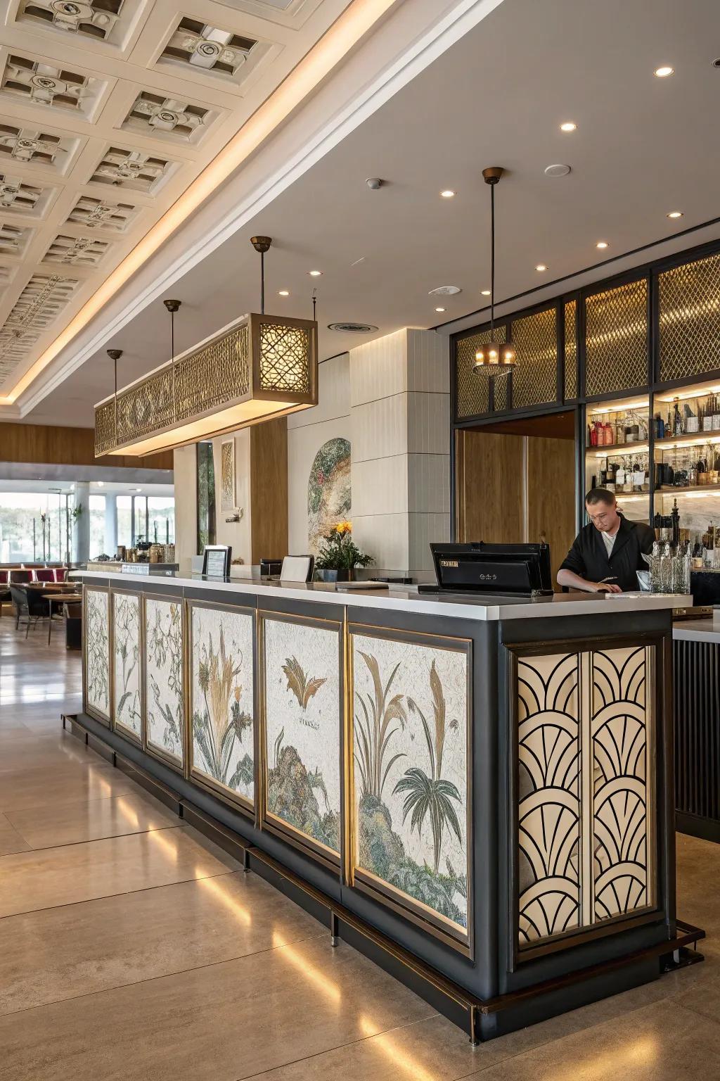 Ornamental boards introduce an artistic flair to your greeting counter.