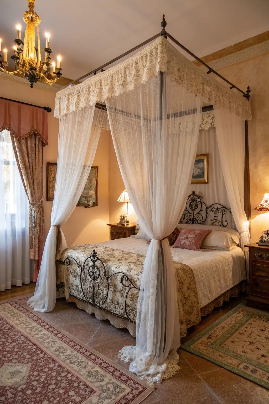 Covered beds add drama and beauty.