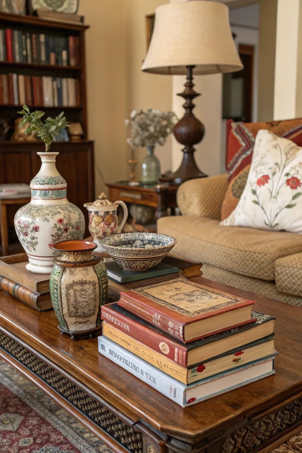 Old books add dimension and history.