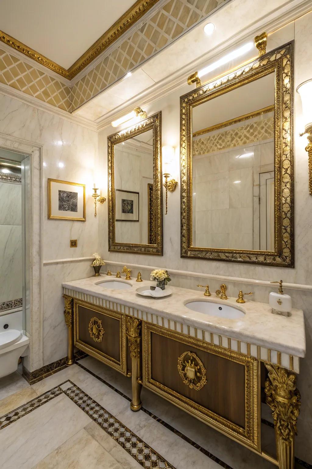 Golden accents add a regal touch to this luxurious spa.