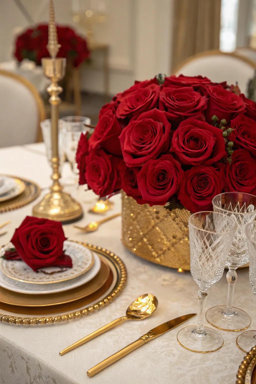 Luxurious Detail with Roses and Gold Details