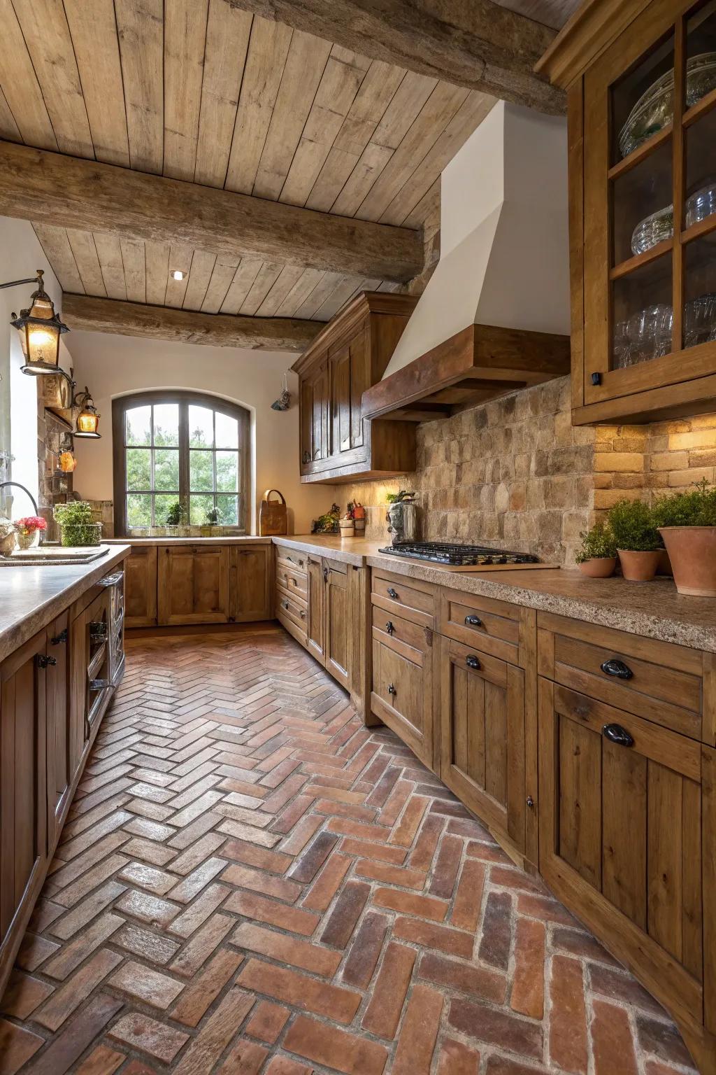 Herringbone patterns introduce visual intrigue and enduring elegance.