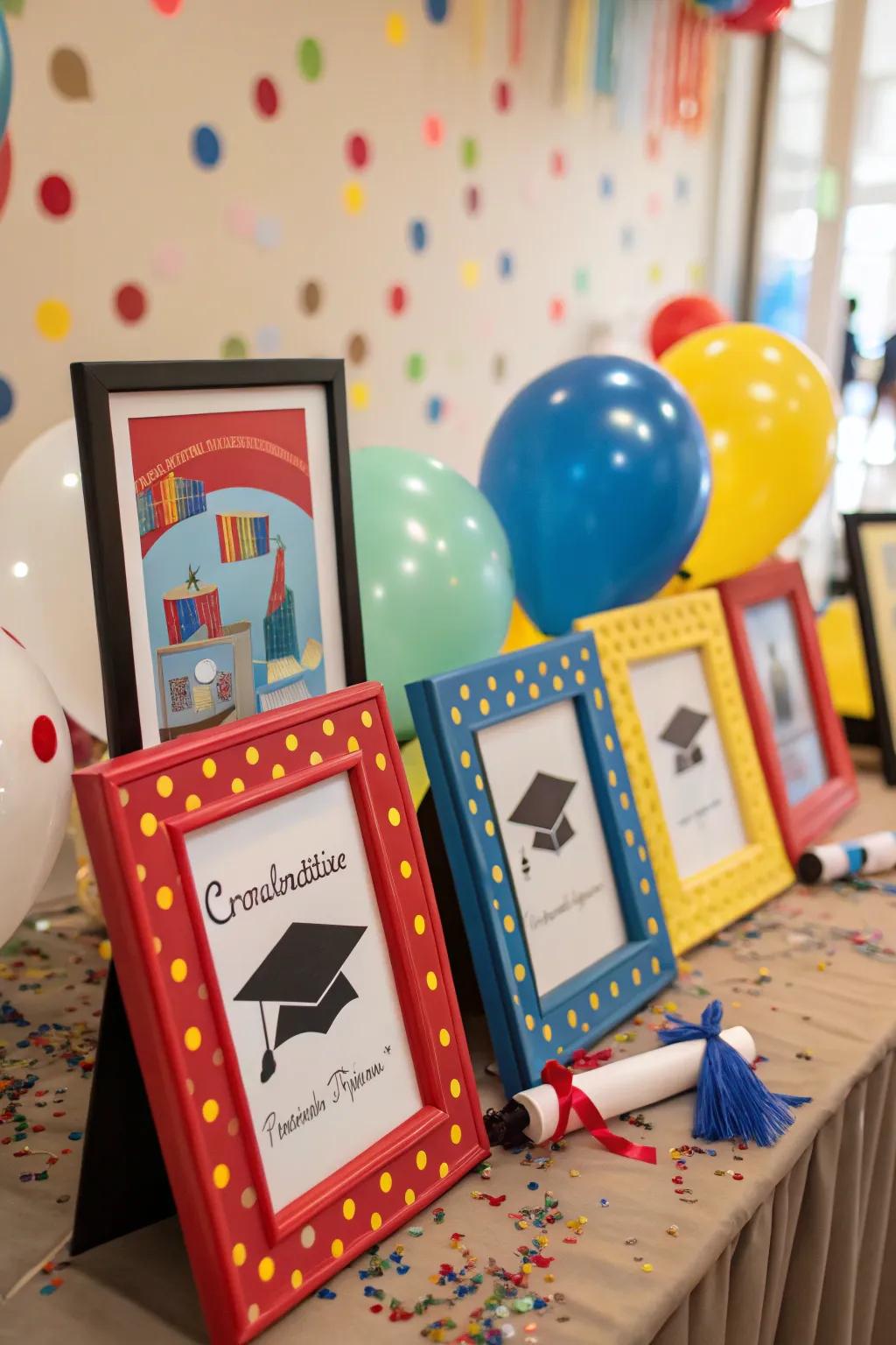 Incorporate a playful element using themed frames for memorable shots.