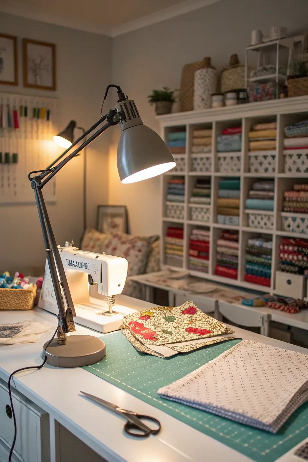 Adjustable lighting enhances visibility and reduces visual fatigue.