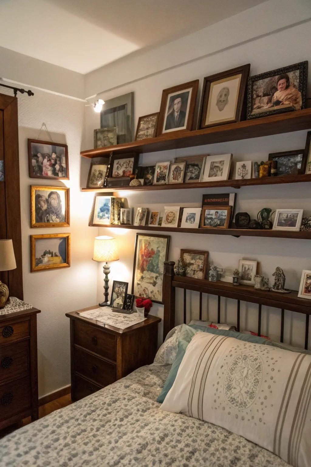 Personalized displays with snapshots and keepsakes.