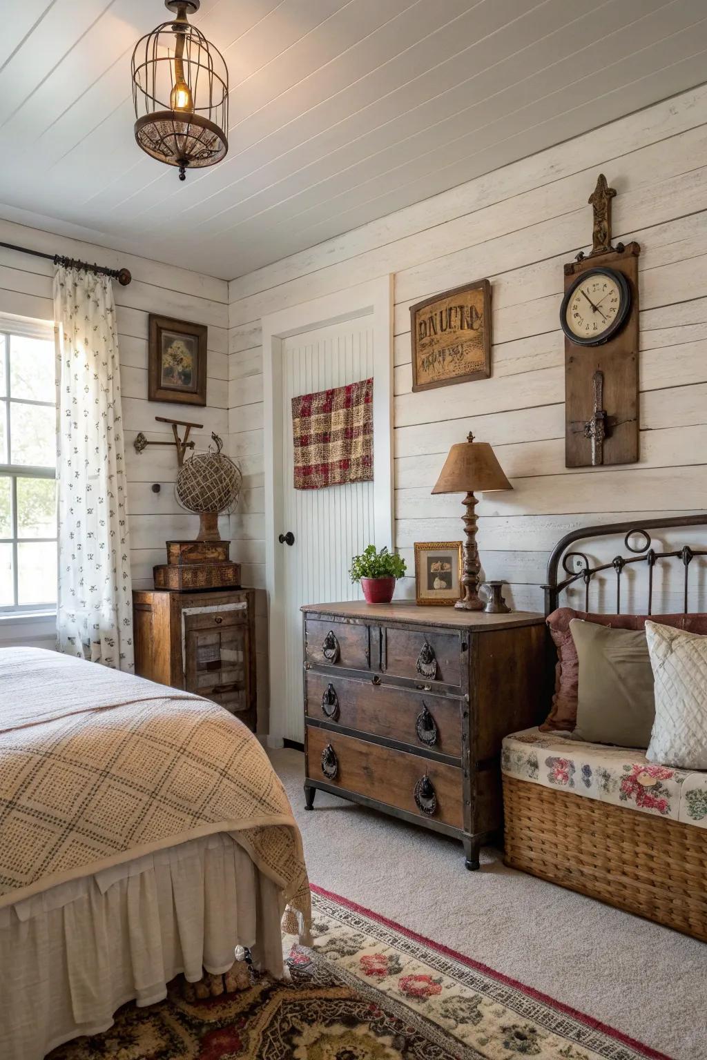 Capture the essence of rustic farmhouse style with a shiplap wall.