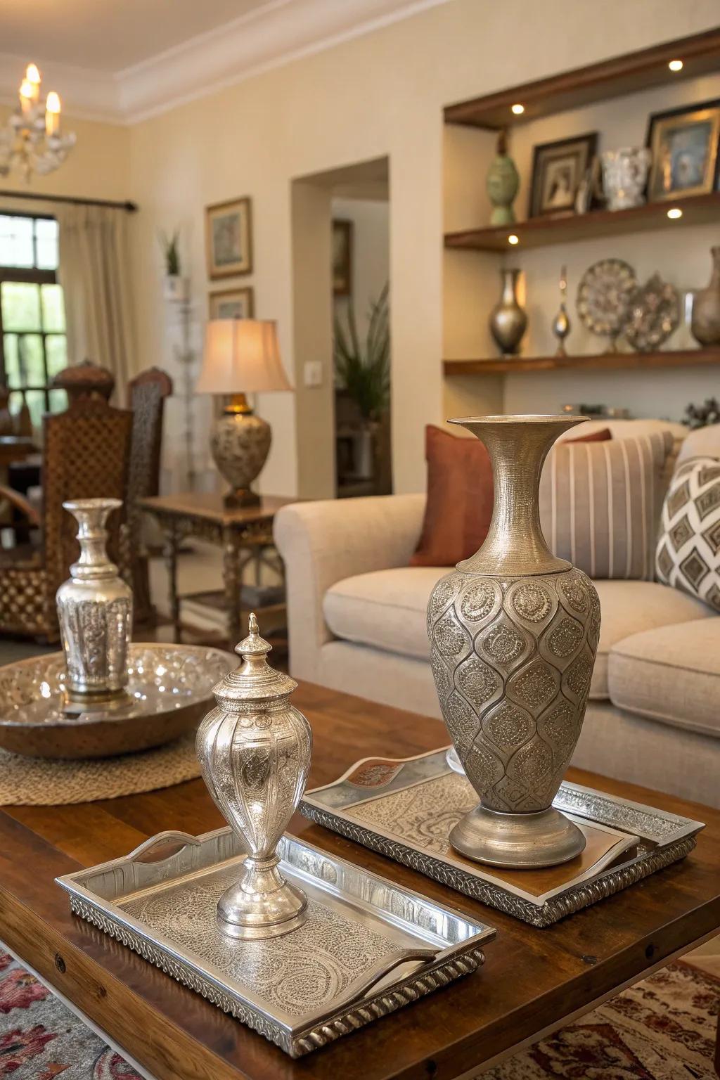 Silver accents create a subtle yet impactful statement.