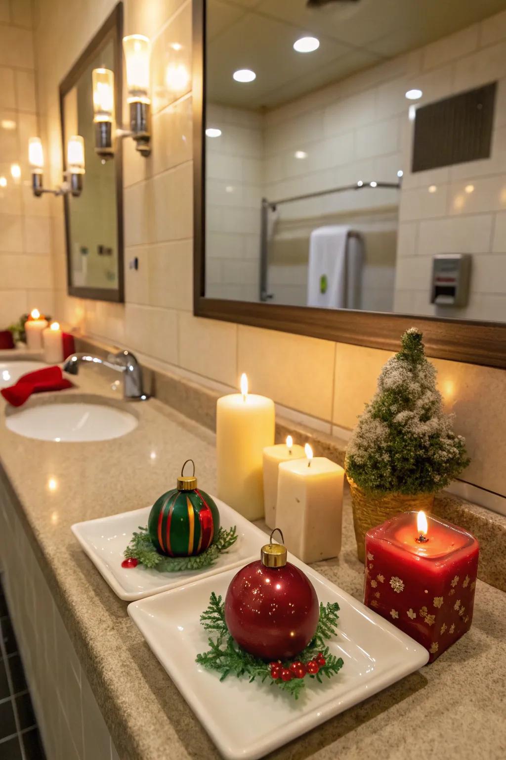 Even the washrooms embrace the holiday vibe.
