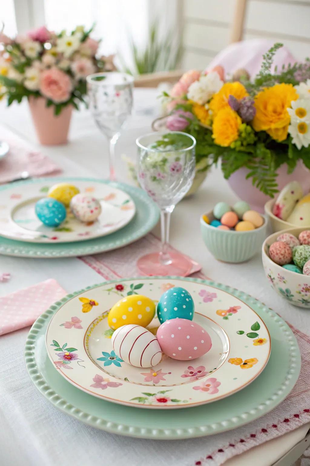 Festive Easter ceramic pieces.