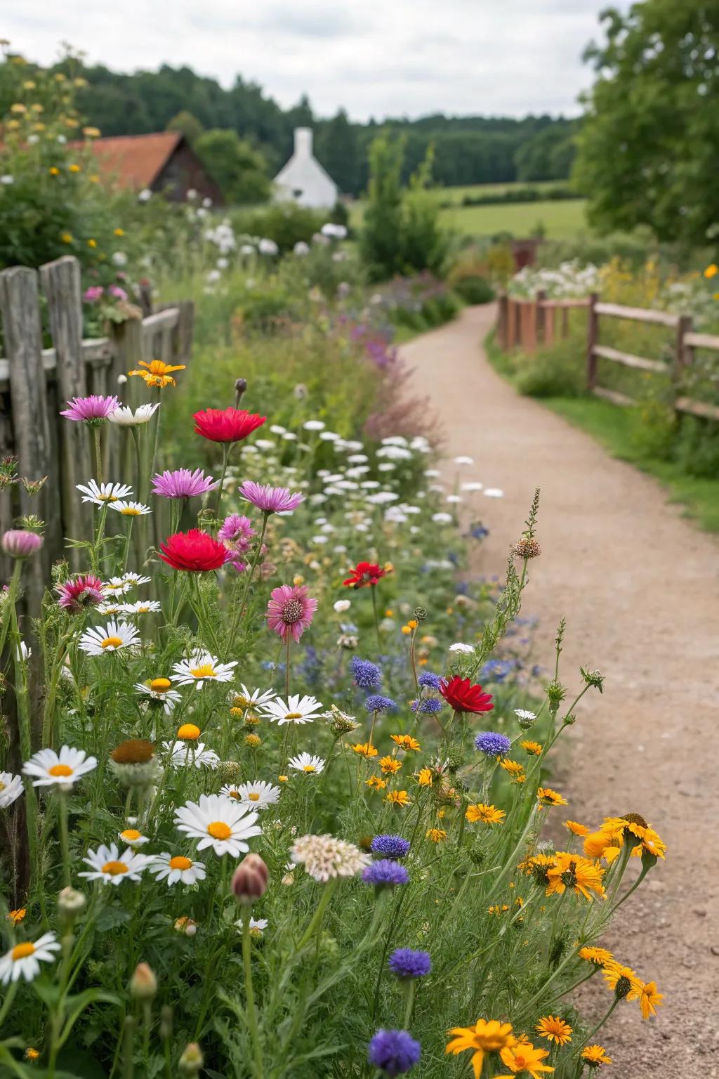 A cottage garden style brings a whimsical and natural feel to this flower bed.