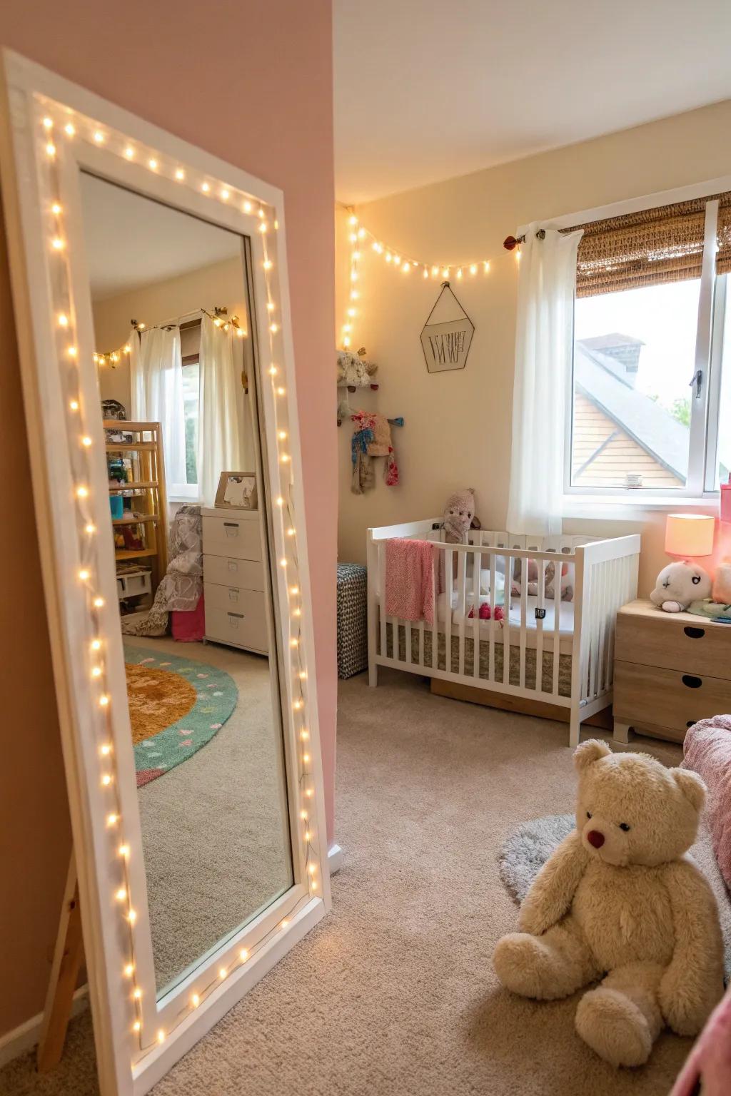 Reflectors enhance the nursery's sense of space and light.