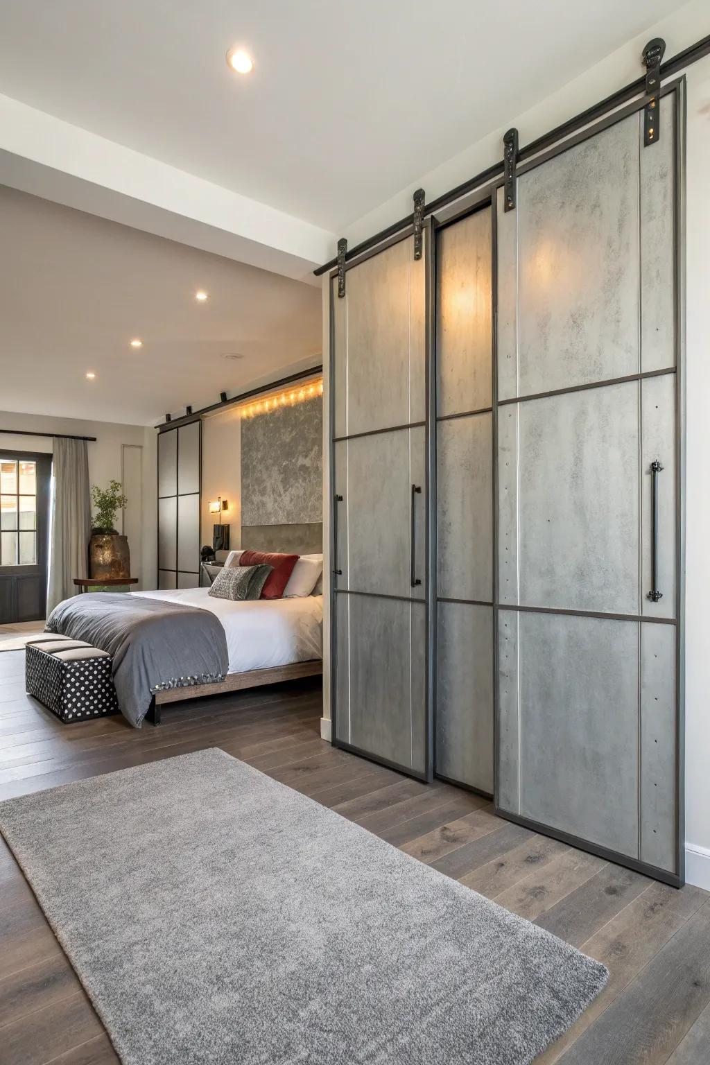 Commercial posh using striking metal portals.