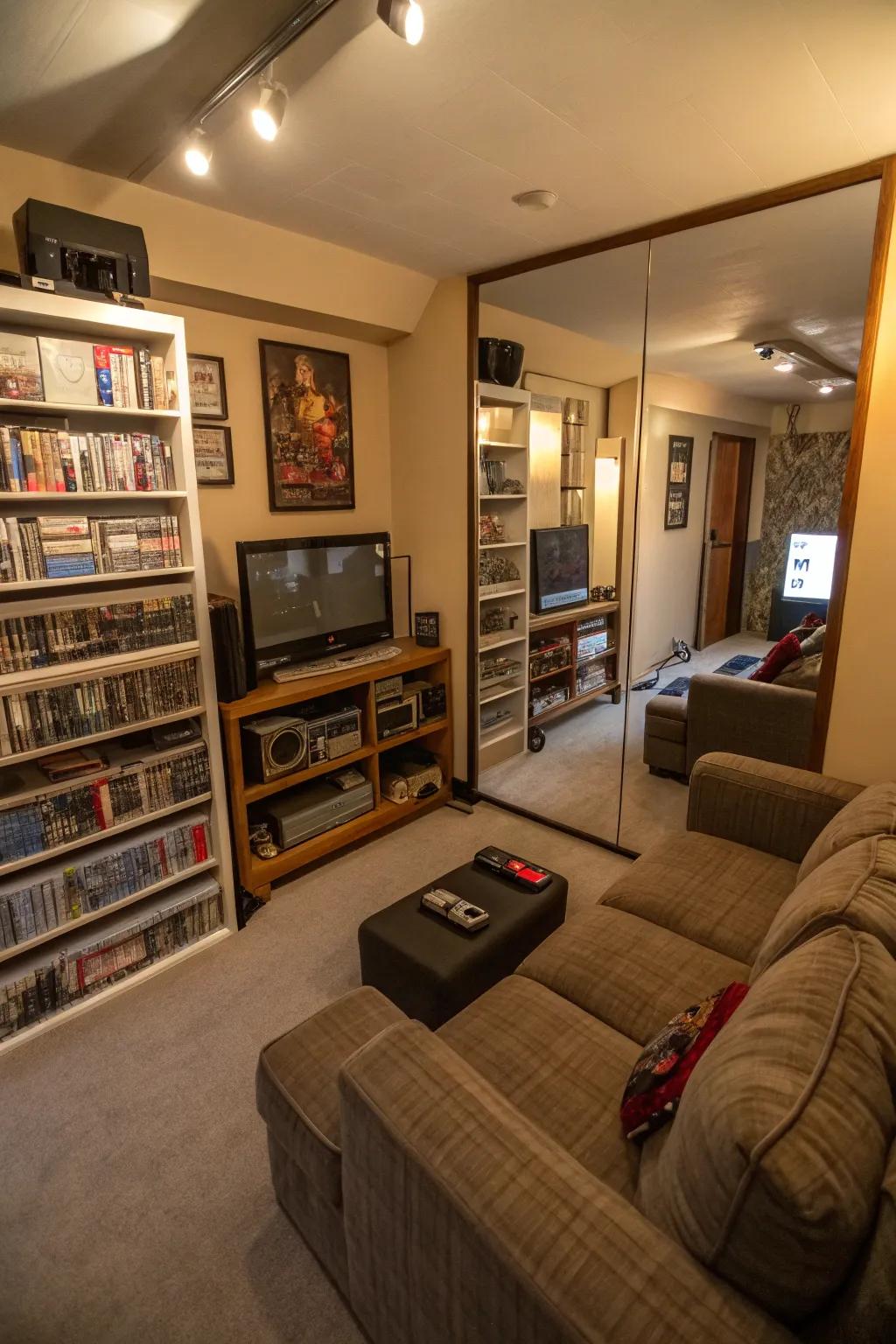 Mirrors can make your gaming space feel larger.