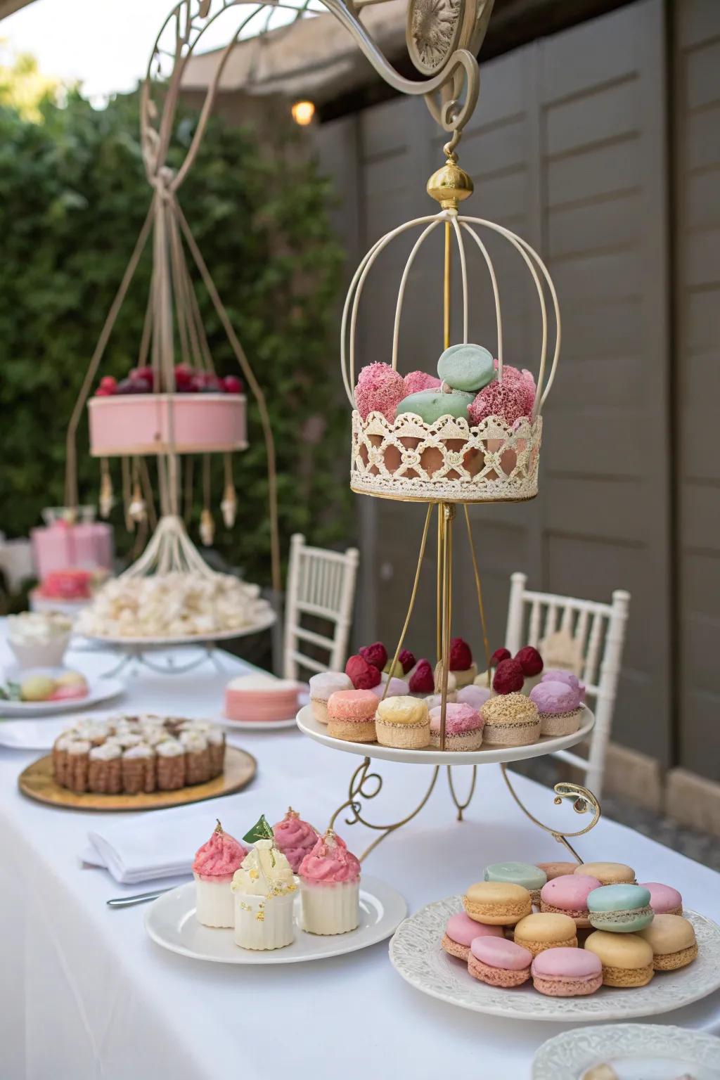 Whimsical suspended sweets that save space and delight attendees.