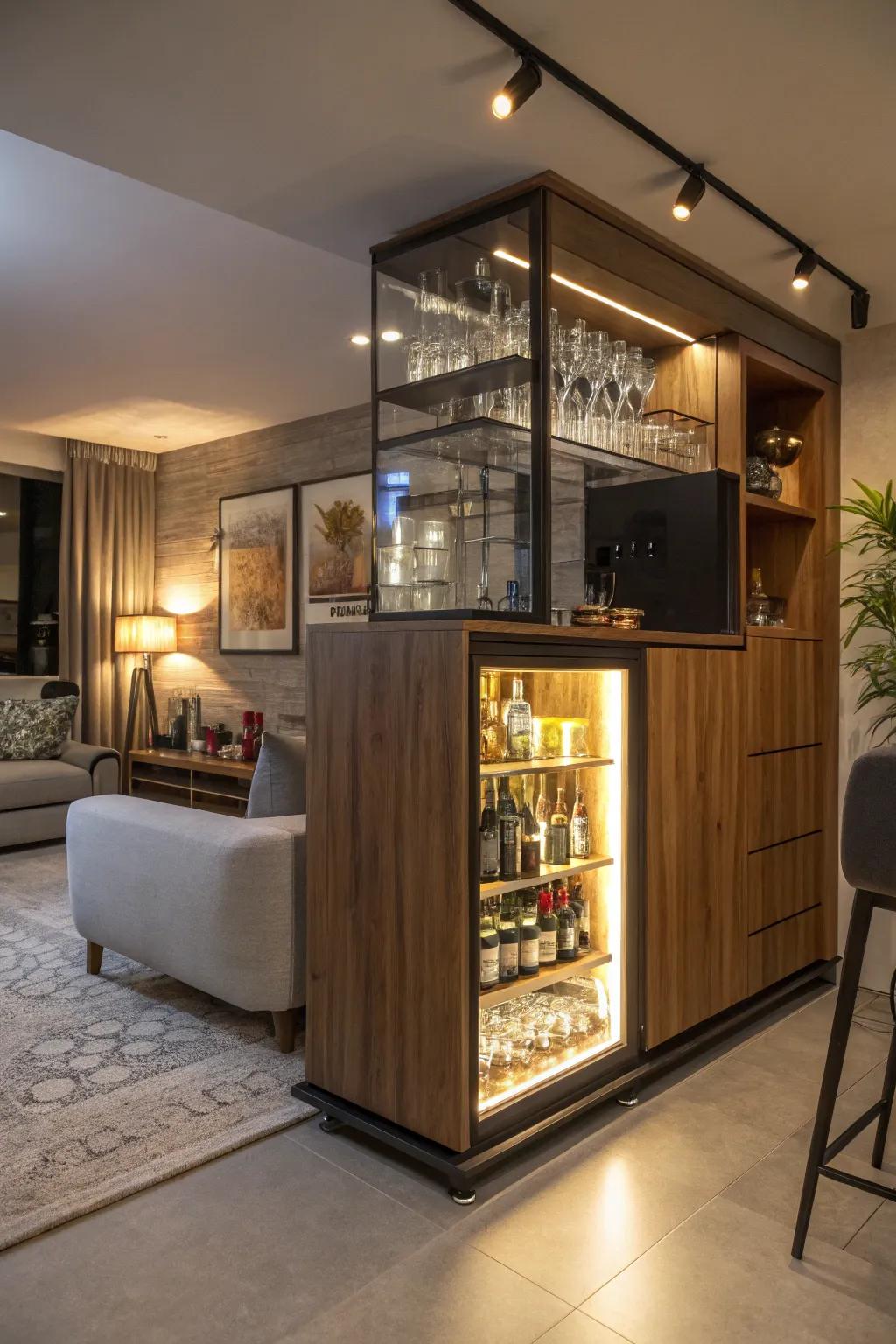 Intelligent lighting enhances your drink station experience.