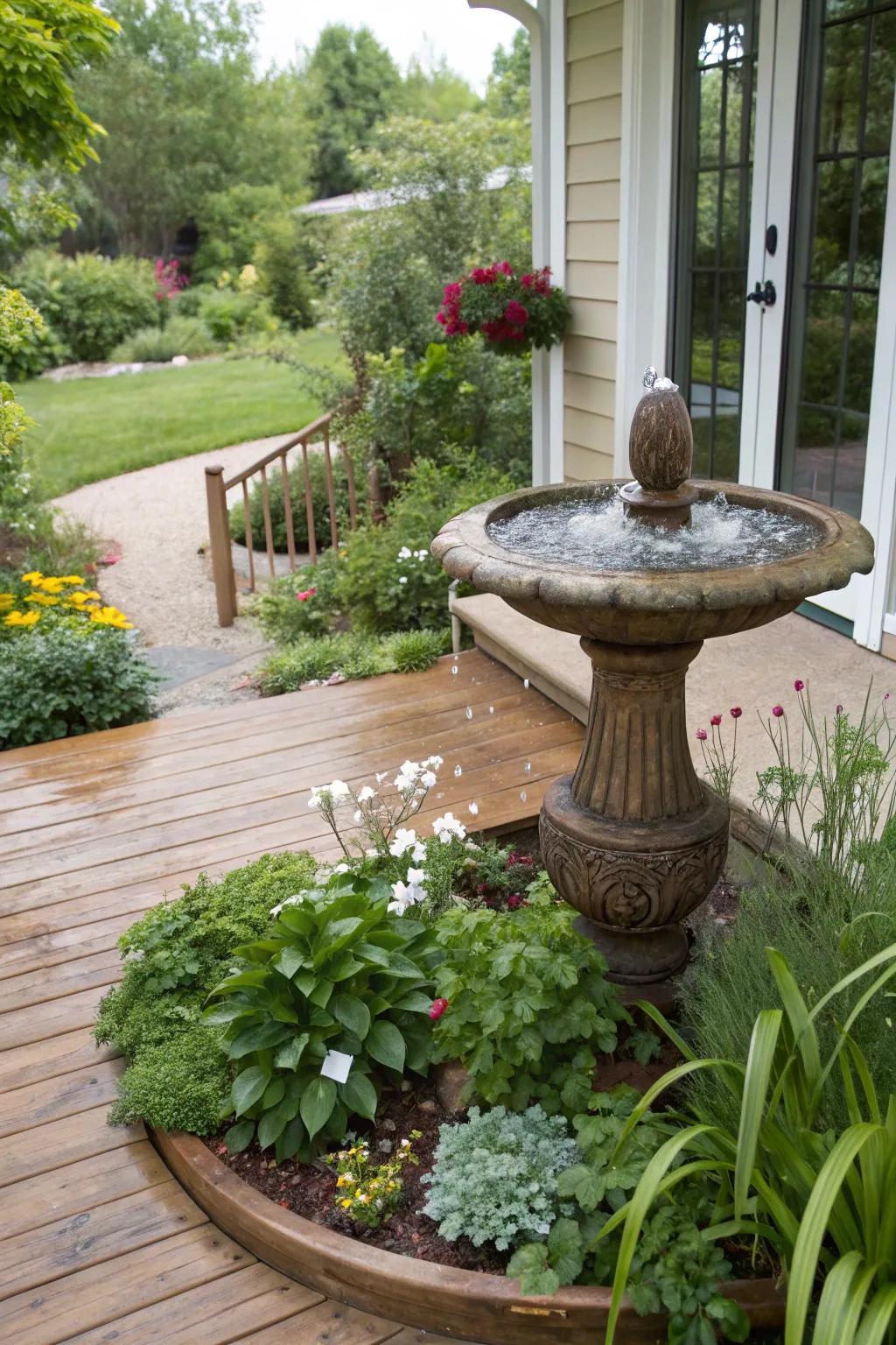 A hydrological element heightens the tranquility of the expanse.