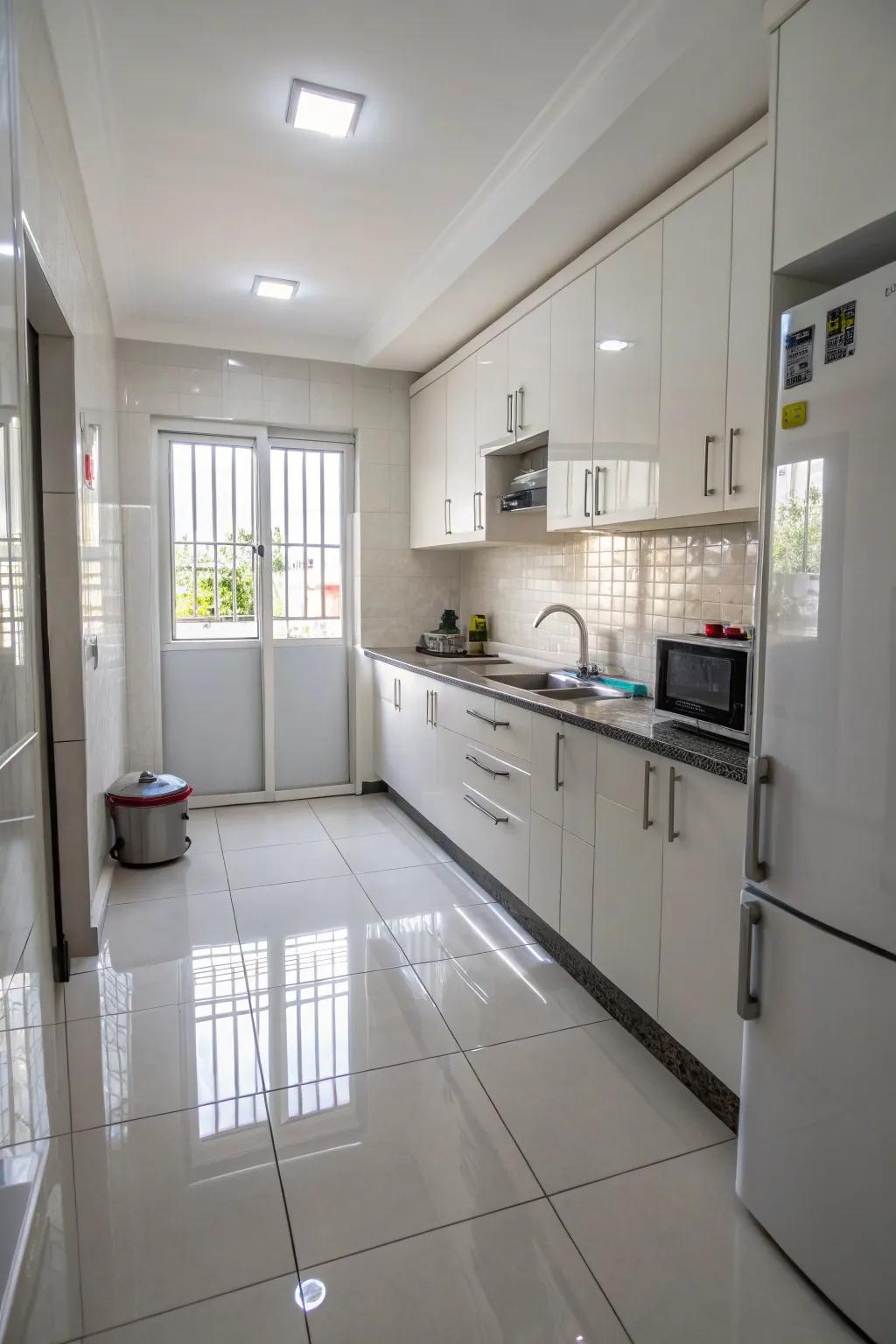 Glossy finishes enhance light and space.