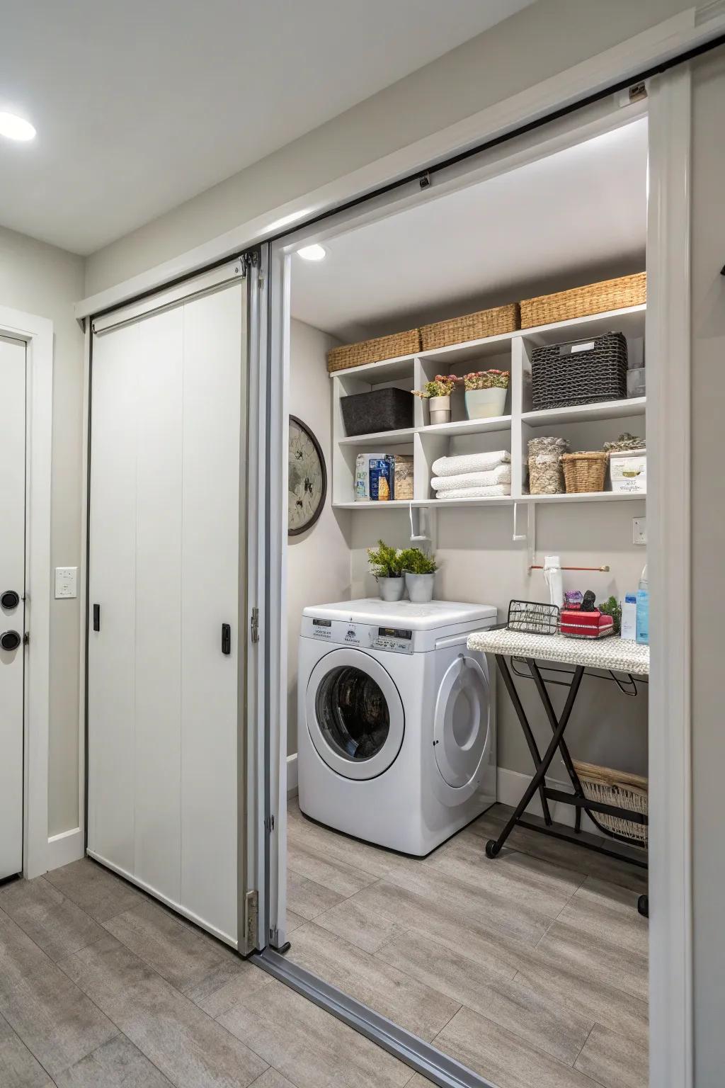 Maintain a clean look with space-saving sliding panels.