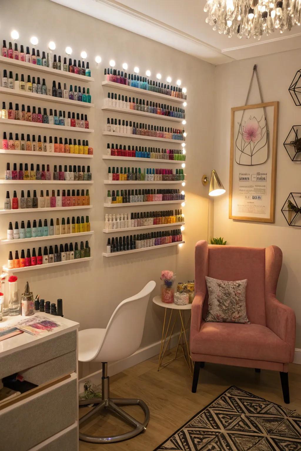 Transform your polish collection into a colorful art display.