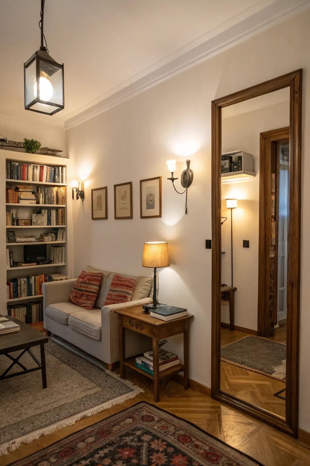 Wall-mounted lighting frees up space on tables.