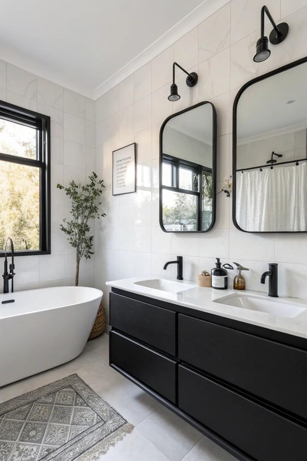 Black accents introduce contrast and depth.