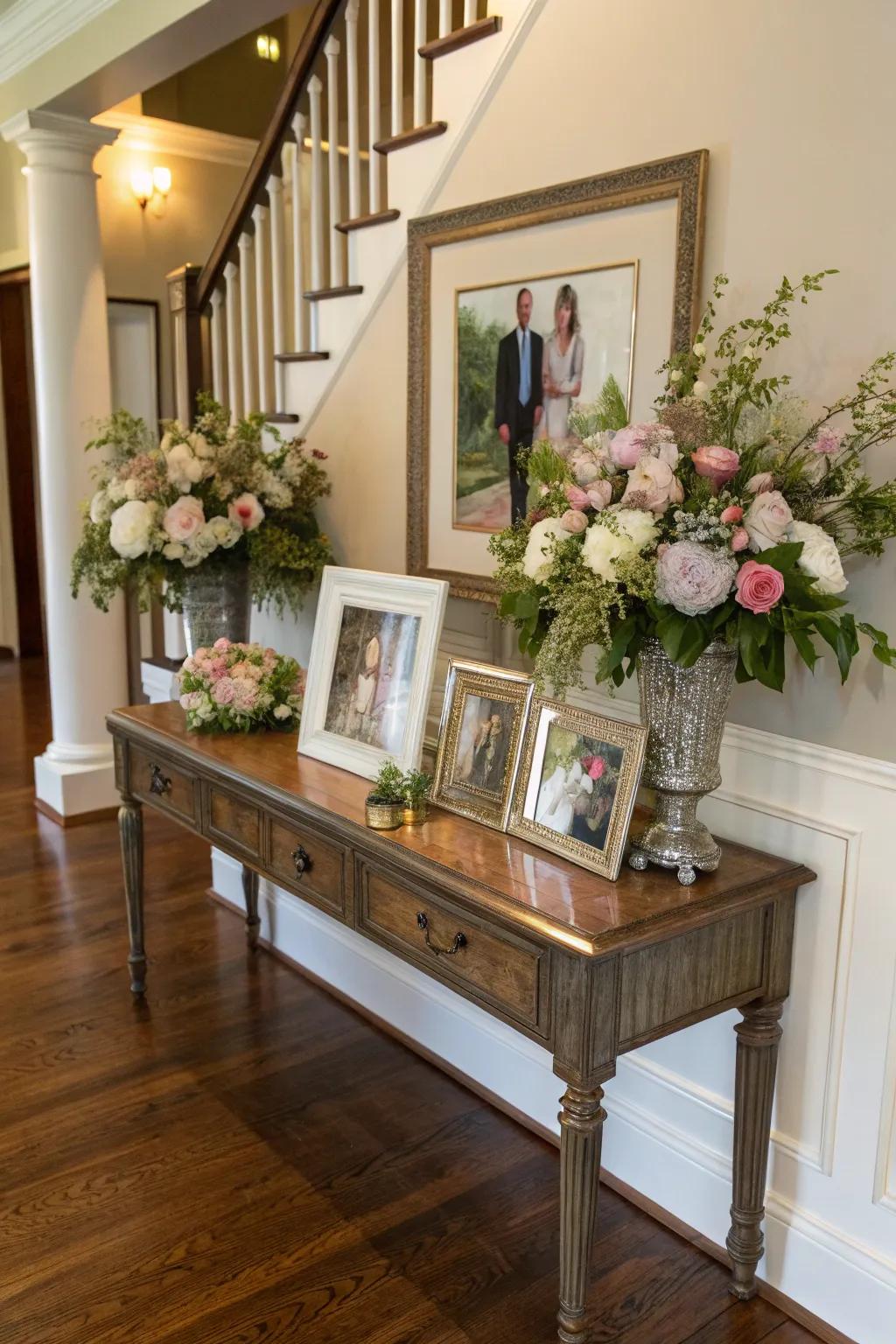 A warm and inviting entrance that welcomes guests into a Southern home.