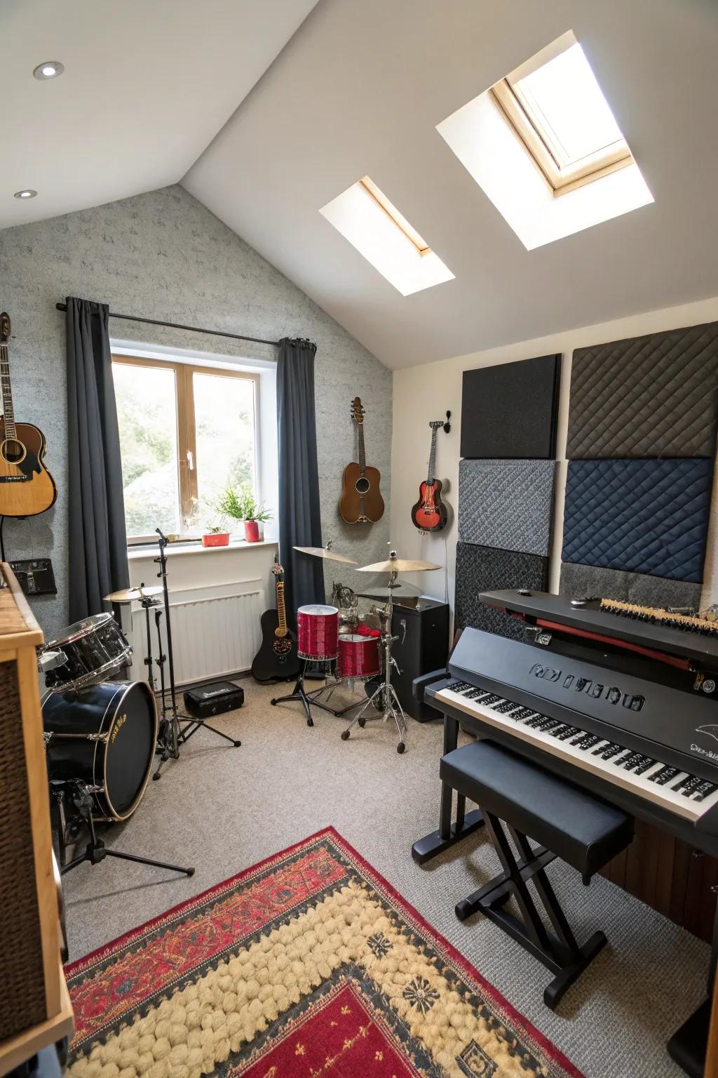 A music room for uninterrupted musical exploration.