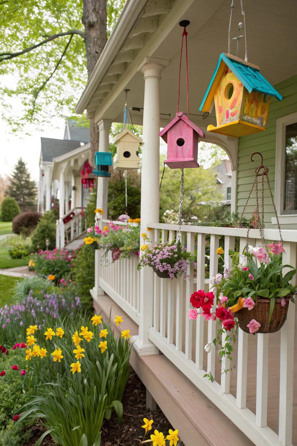 Bespoke aviaries introduce a whimsical and welcoming impression to your porch.