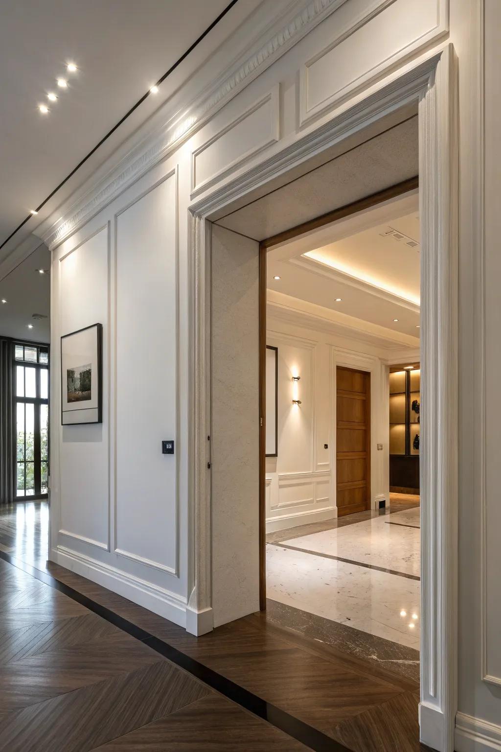 Beveled angles delivering a streamlined, refined presentation.