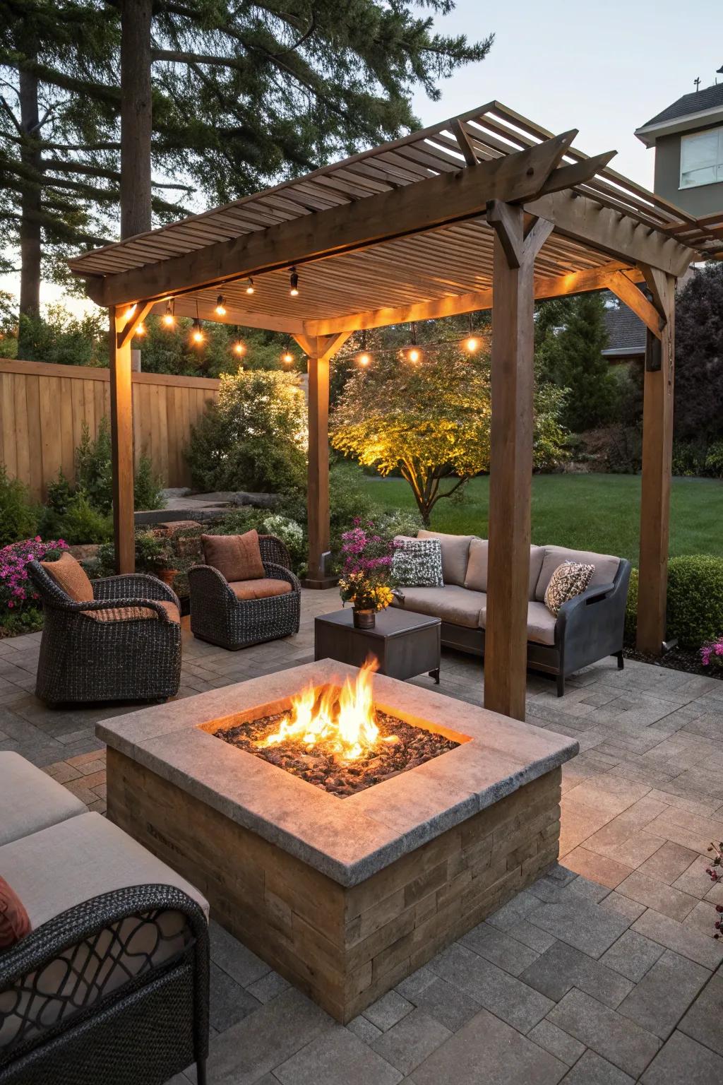 Shade structures introduce shade and appeal to fire pits.
