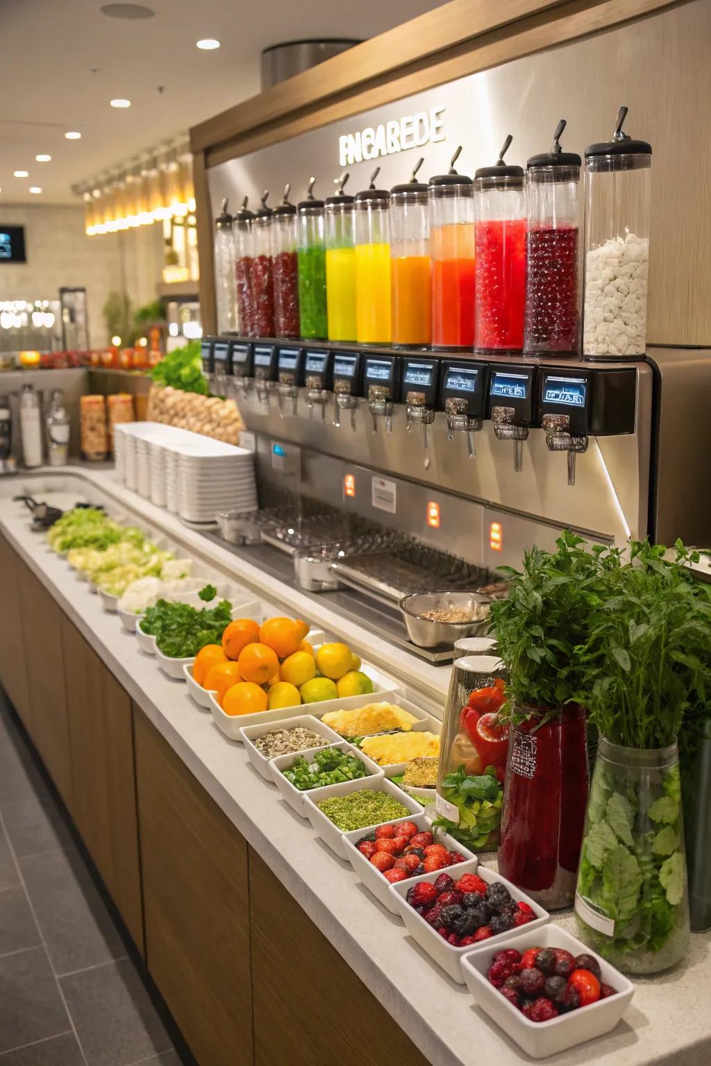 An interactive beverage area encourages creativity and fun.