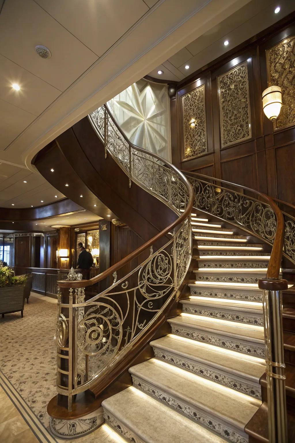 Shimmering accents provide a touch of luxury and elegance.