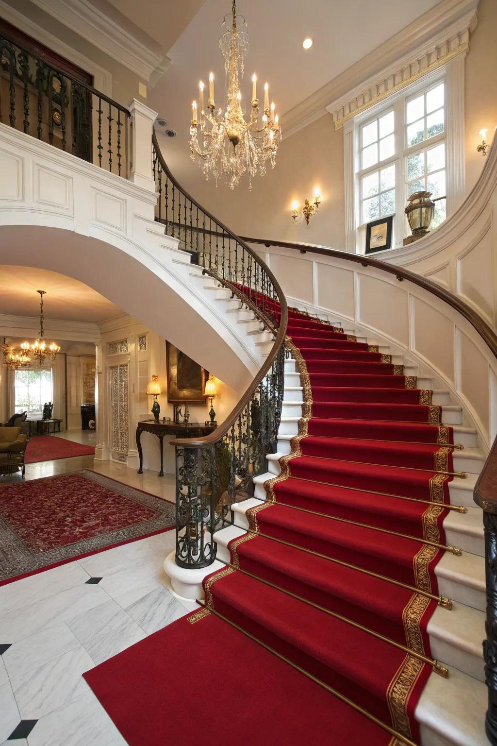 Bold colors can make your staircase a dramatic focal point.