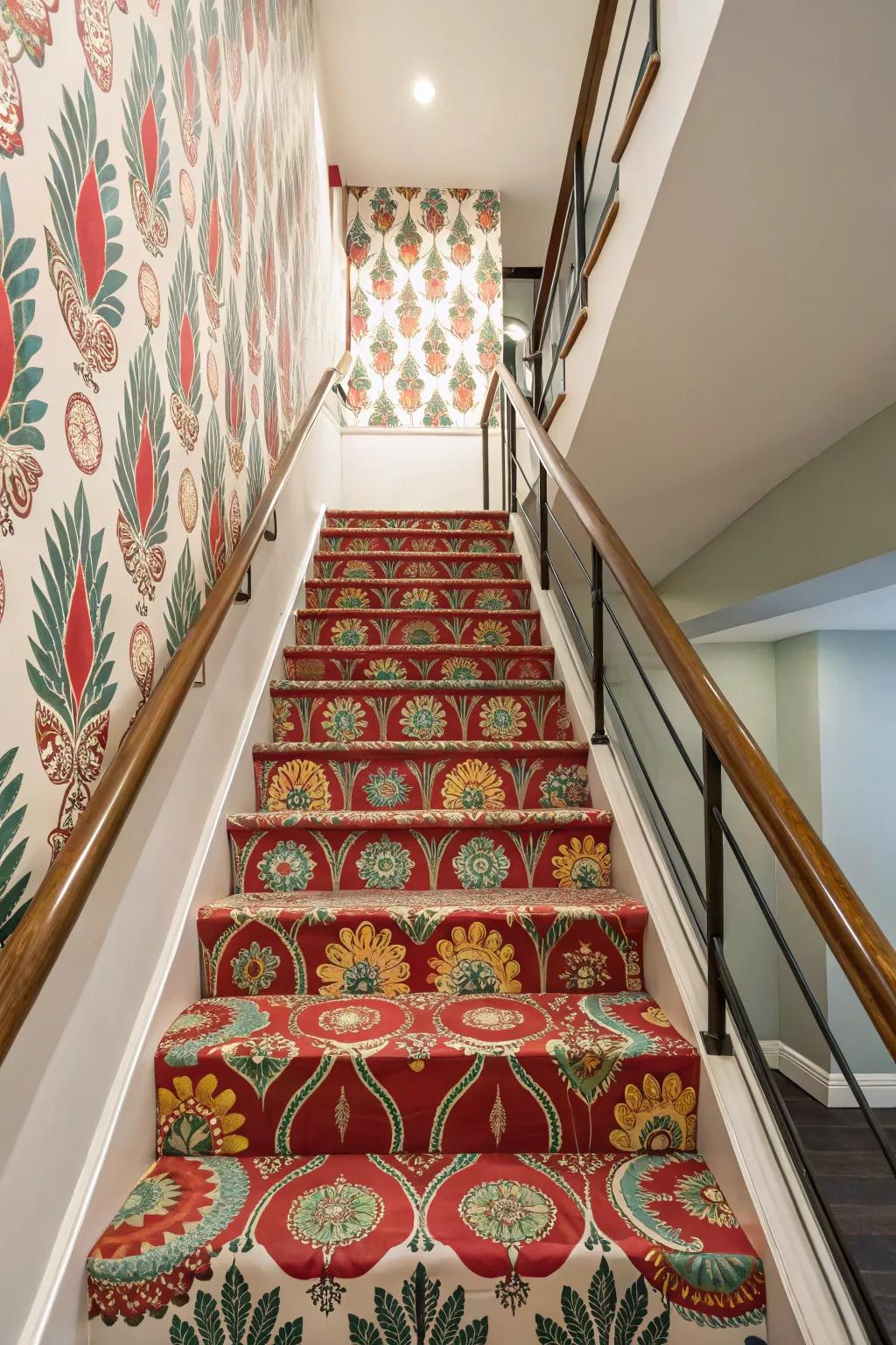 Make your staircase the key feature with a striking accent wall.