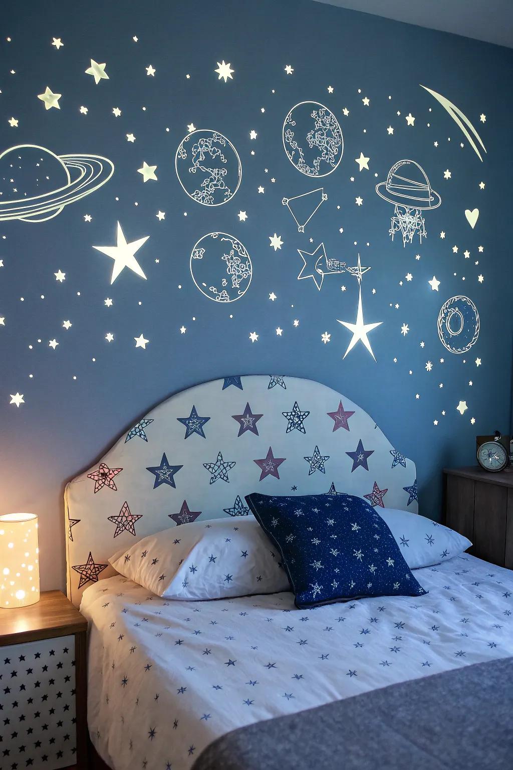 Completely transform your bedroom using a sticker headboard.