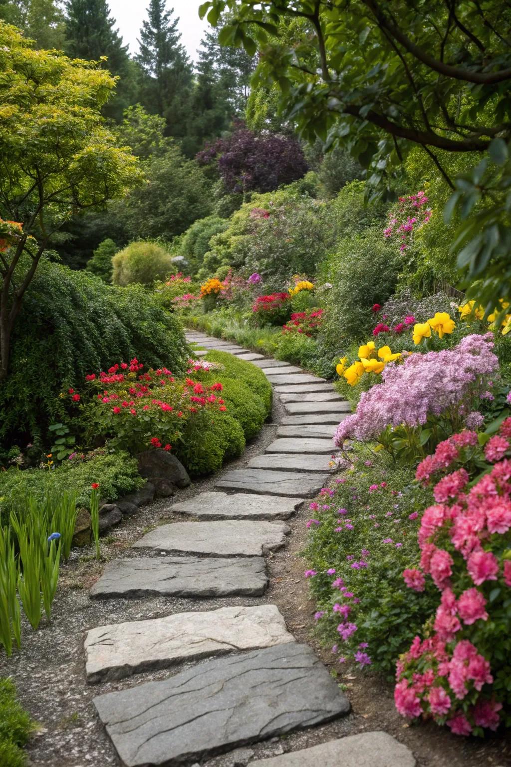 Bi-chromatic rock trails fashion a striking and spirited path.