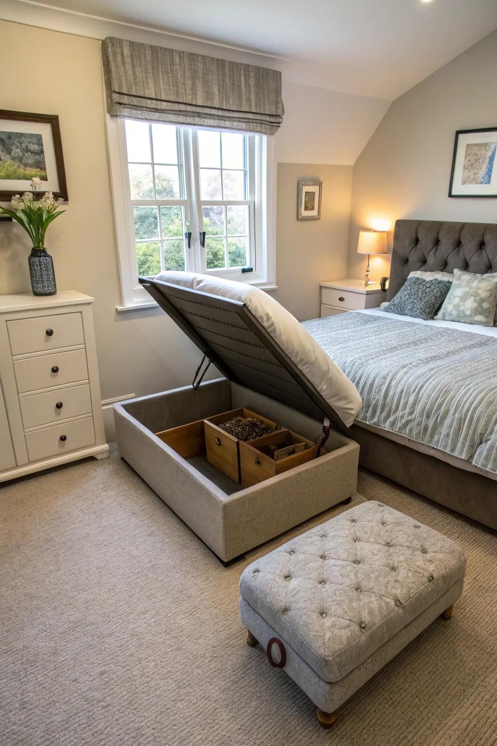 Hidden compartments help minimize clutter.