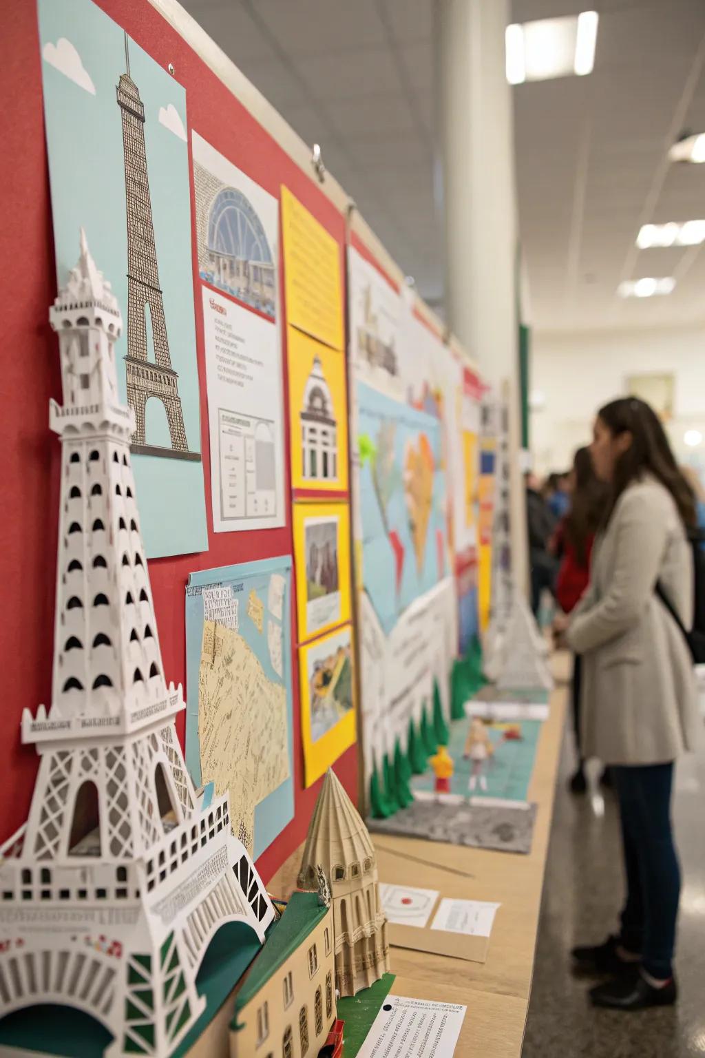 Dimensional features create a visually striking bulletin board.